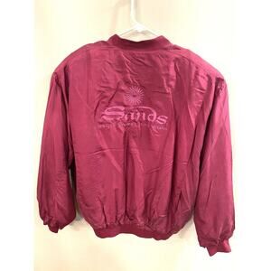 Vtg Embroidered SILK Sands Hotel Casino Las Vegas Womens Maroon Jacket Small